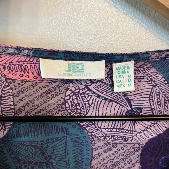 J Lo Jennifer Lopez Women's Split Front Long Sleeve Retro Blouse Size Medium - Picture 4 of 6